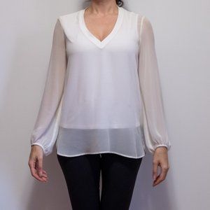 Zara white long sleeve sheer top